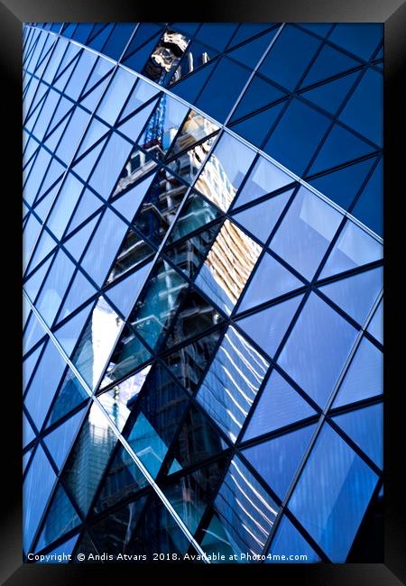 Reflections of City in the skyscraper windows Framed Print by Andis Atvars