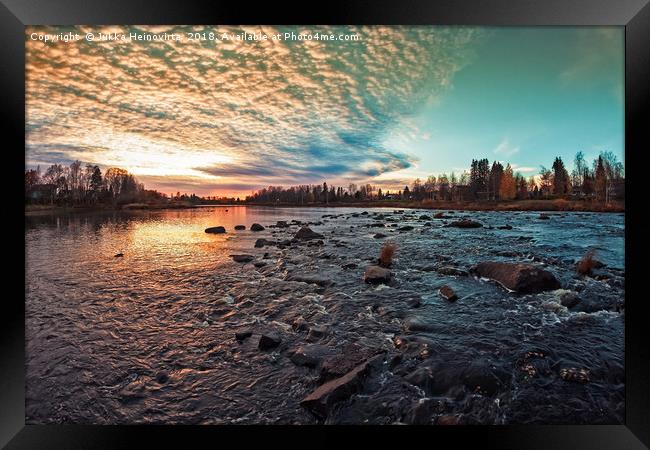 Dramatic Sunset By The River Framed Print by Jukka Heinovirta