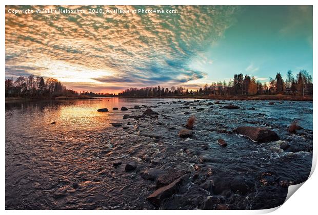 Dramatic Sunset By The River Print by Jukka Heinovirta