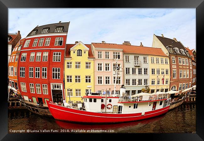 Copenhagen, Nyhavn harbor fish-eye Framed Print by Luisa Vallon Fumi