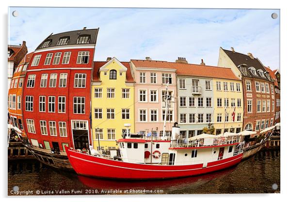 Copenhagen, Nyhavn harbor fish-eye Acrylic by Luisa Vallon Fumi