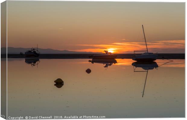 Meols Sunset Reflection Canvas Print by David Chennell