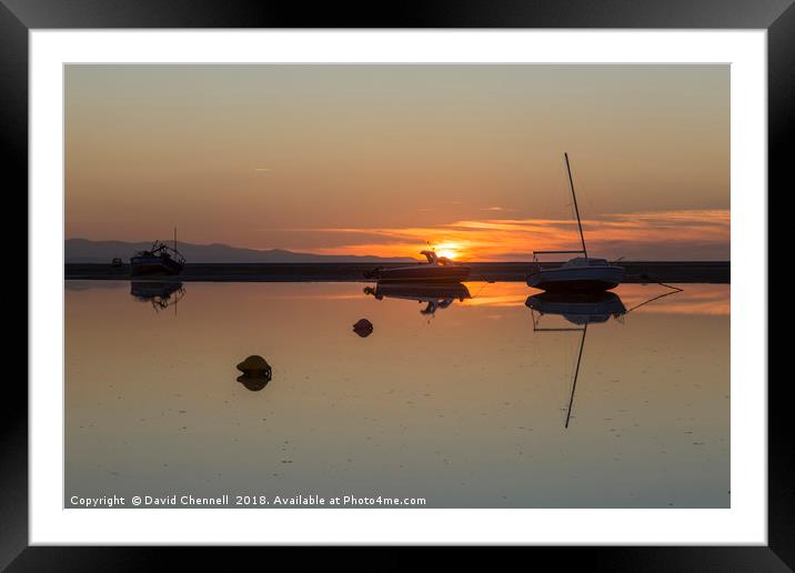 Meols Sunset Reflection Framed Mounted Print by David Chennell