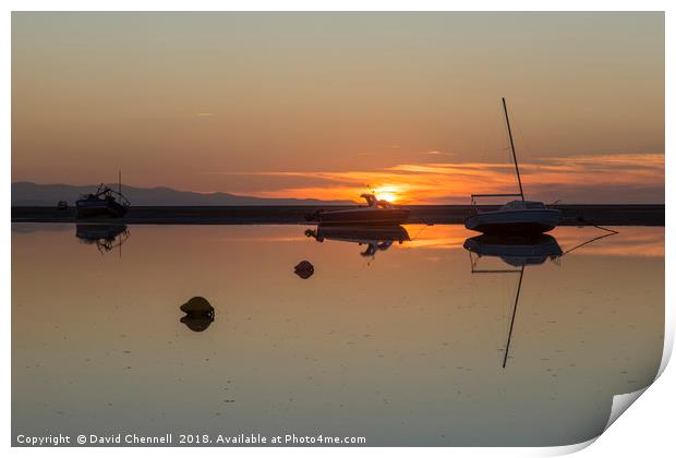 Meols Sunset Reflection Print by David Chennell
