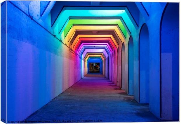 LED Rainbow Tunnel, Birmingham Al Canvas Print by Martin Williams