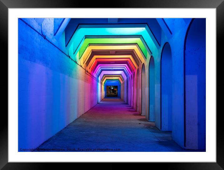 LED Rainbow Tunnel, Birmingham Al Framed Mounted Print by Martin Williams