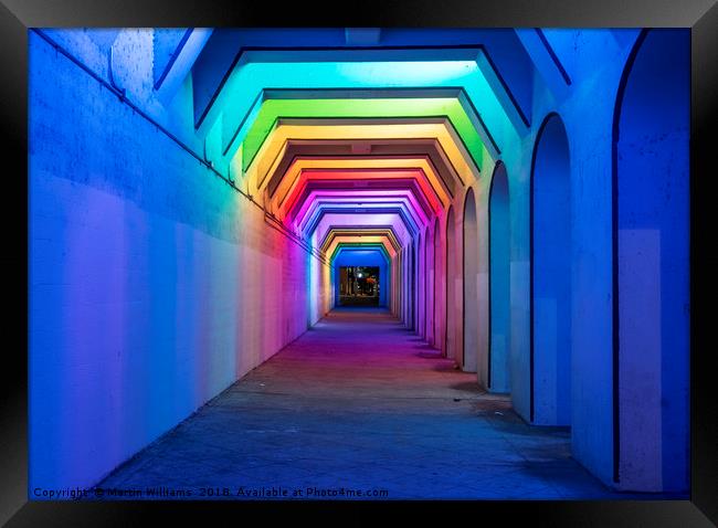 LED Rainbow Tunnel, Birmingham Al Framed Print by Martin Williams