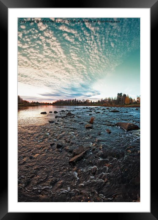 Sunset Over The River Rocks Framed Mounted Print by Jukka Heinovirta