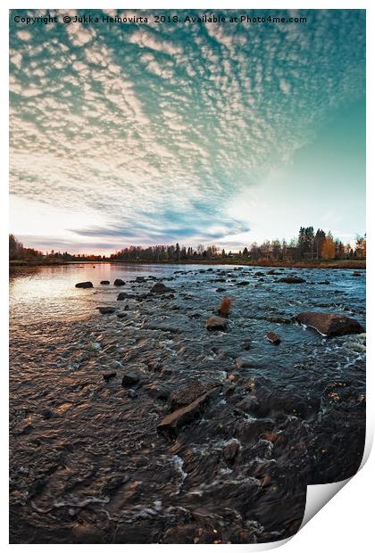 Sunset Over The River Rocks Print by Jukka Heinovirta