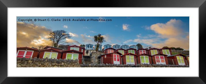 Beach huts Framed Mounted Print by Stuart C Clarke