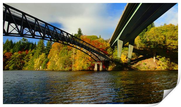 Two bridges in Autumn Print by JC studios LRPS ARPS