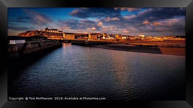 Glowing Sunset over Burghead Harbour Framed Print by Tom McPherson
