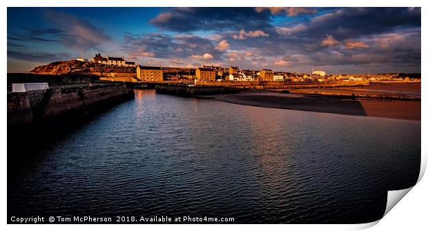 Glowing Sunset over Burghead Harbour Print by Tom McPherson