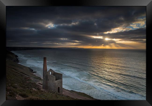 Sunset at St Agnes Cornwall Framed Print by Eddie John