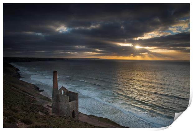 Sunset at St Agnes Cornwall Print by Eddie John