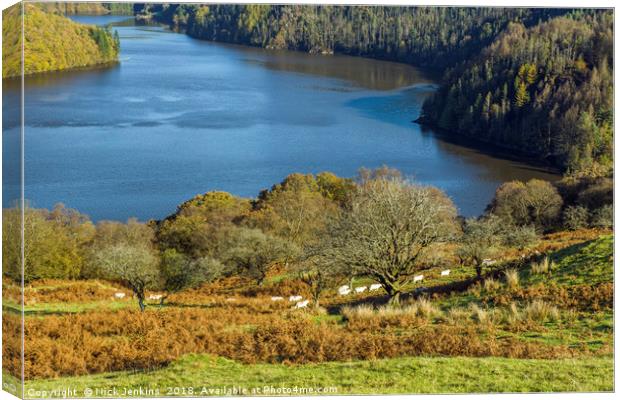 Part of Llyn Brianne Reservoir in Mid Wales Canvas Print by Nick Jenkins