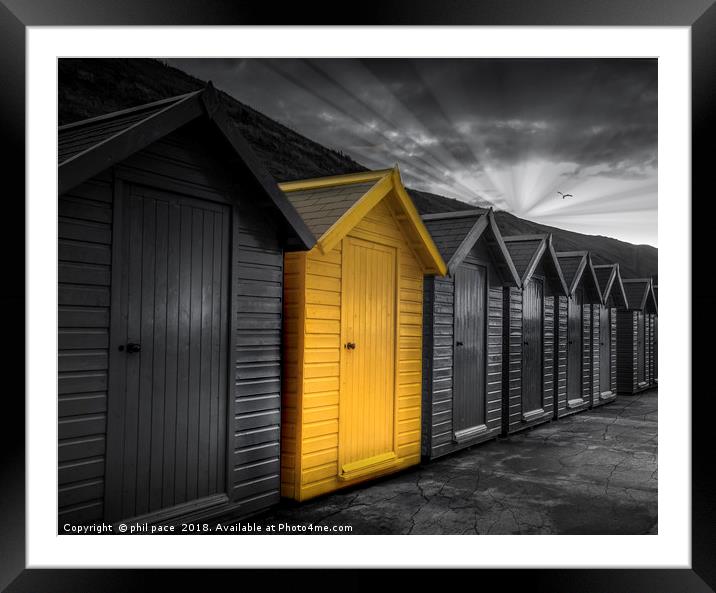 Beach Huts at Whitby Framed Mounted Print by phil pace