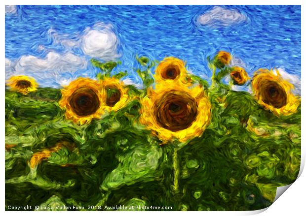Sunflowers à la Van Gogh Print by Luisa Vallon Fumi