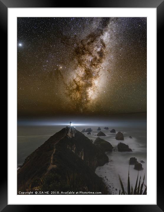 Nugget Point lighthouse  Framed Mounted Print by JIA HE