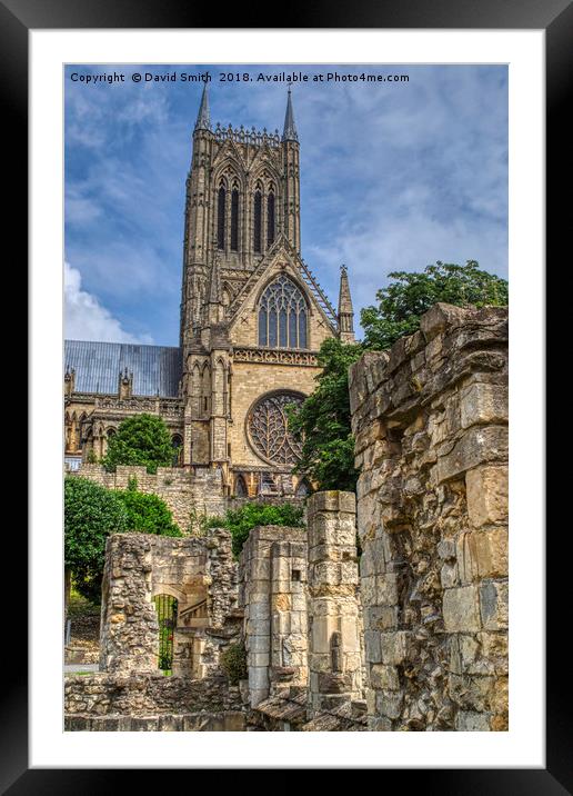 Lincoln Cathedral And Bishops Palace Ruins Framed Mounted Print by David Smith