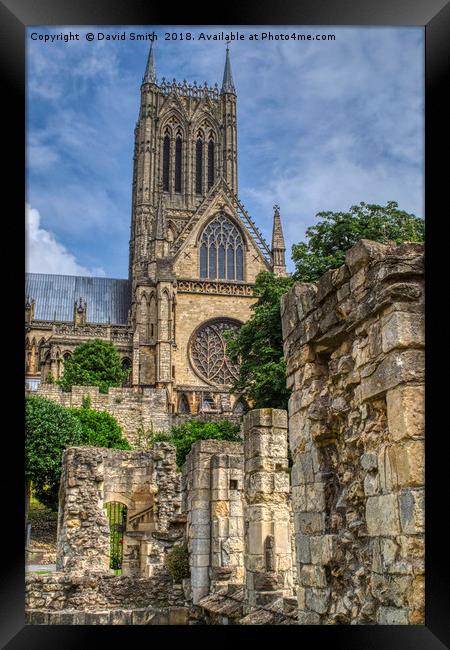 Lincoln Cathedral And Bishops Palace Ruins Framed Print by David Smith