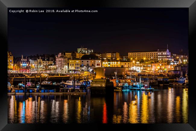 Ramsgate Harbour by night Framed Print by Robin Lee