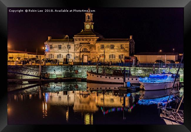 The Clock House Ramsgate Harbour at night  Framed Print by Robin Lee