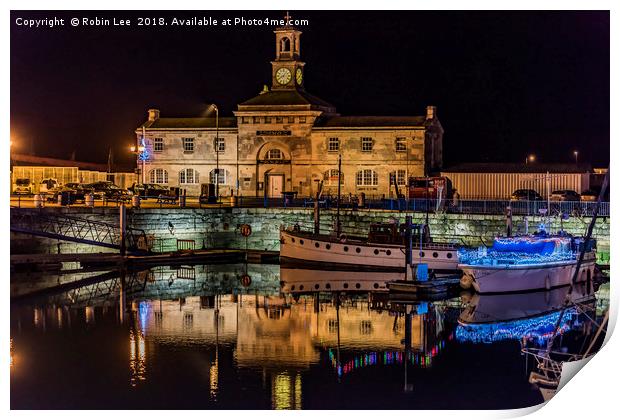The Clock House Ramsgate Harbour at night  Print by Robin Lee