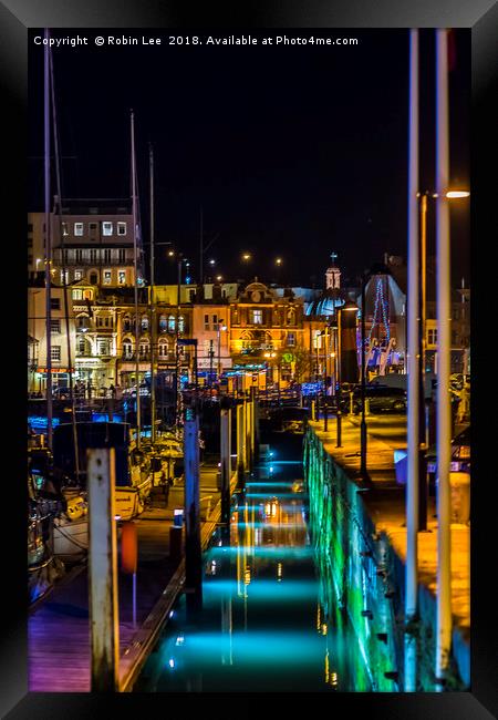 Ramsgate Marina and Quay at night Framed Print by Robin Lee