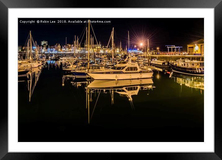 Reflections in Ramsgate Marina Framed Mounted Print by Robin Lee