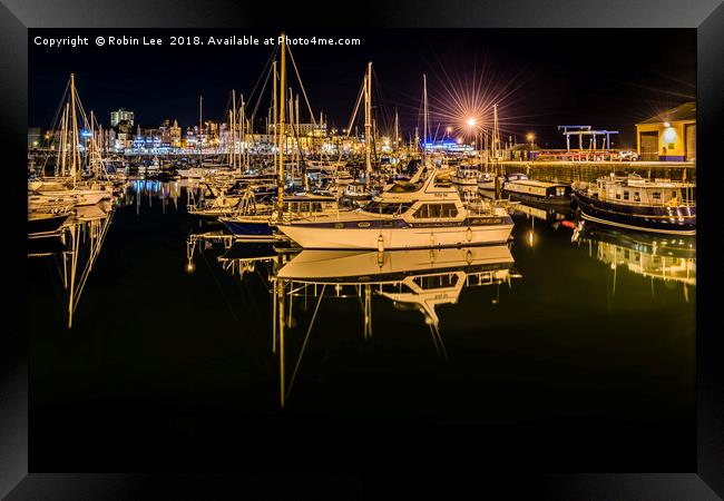 Reflections in Ramsgate Marina Framed Print by Robin Lee