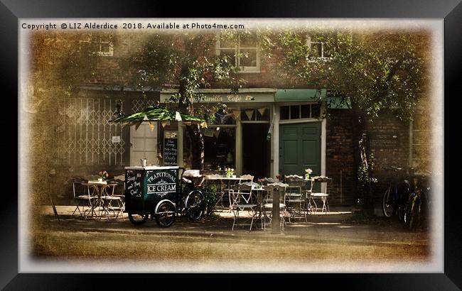 Cafe in York Framed Print by LIZ Alderdice