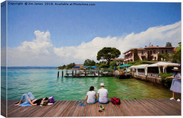 Relaxing in the afternoon sunshine on Lake Garda,  Canvas Print by Jim Jones