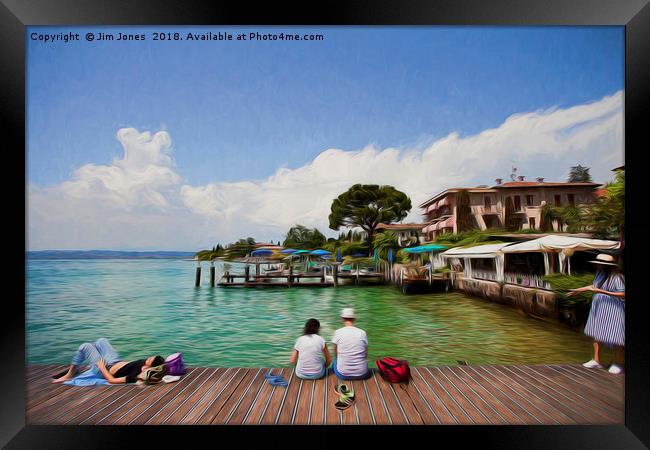 Relaxing in the afternoon sunshine on Lake Garda,  Framed Print by Jim Jones