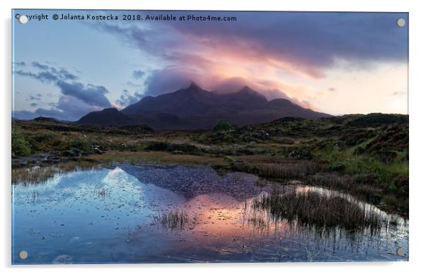 Sunset over Cuillins Acrylic by Jolanta Kostecka