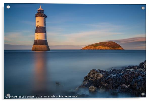 Trwyn Du Lighthouse Acrylic by Lee Sutton