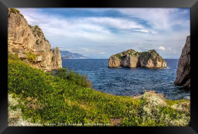 Capri island in a beautiful summer day in Italy Framed Print by Dragomir Nikolov