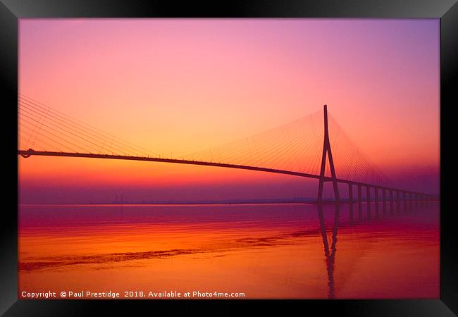Dawn at The Pont De Normandie Framed Print by Paul F Prestidge