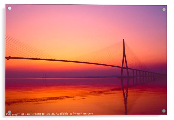Dawn at The Pont De Normandie Acrylic by Paul F Prestidge