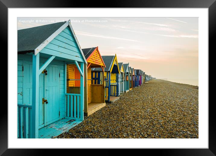 Endless Beach Huts at Herne Bay Framed Mounted Print by Robin Lee