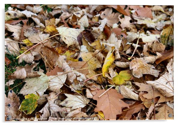 Autumn Leaves On The Ground Acrylic by Kevin Maughan