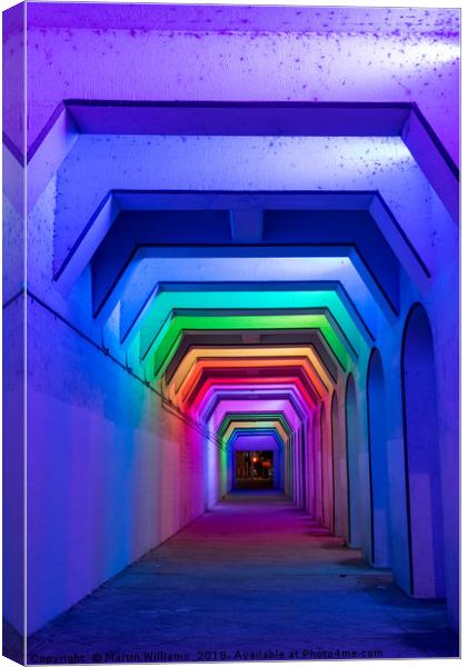 LED Rainbow Tunnel, Birmingham Al Canvas Print by Martin Williams
