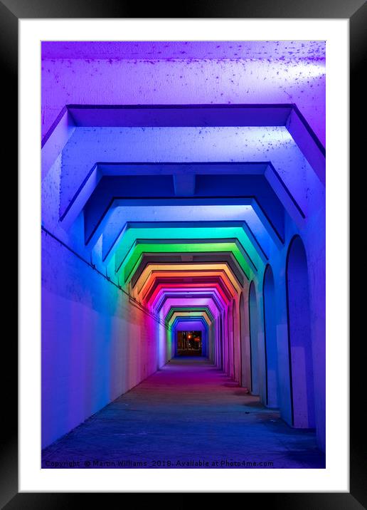 LED Rainbow Tunnel, Birmingham Al Framed Mounted Print by Martin Williams