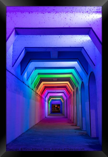 LED Rainbow Tunnel, Birmingham Al Framed Print by Martin Williams