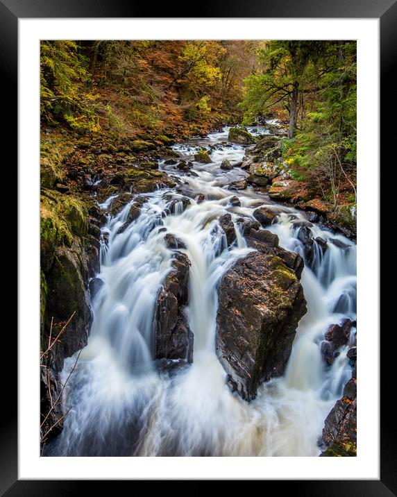 Autumn at the Waterfalls on the River Braan Framed Mounted Print by George Robertson