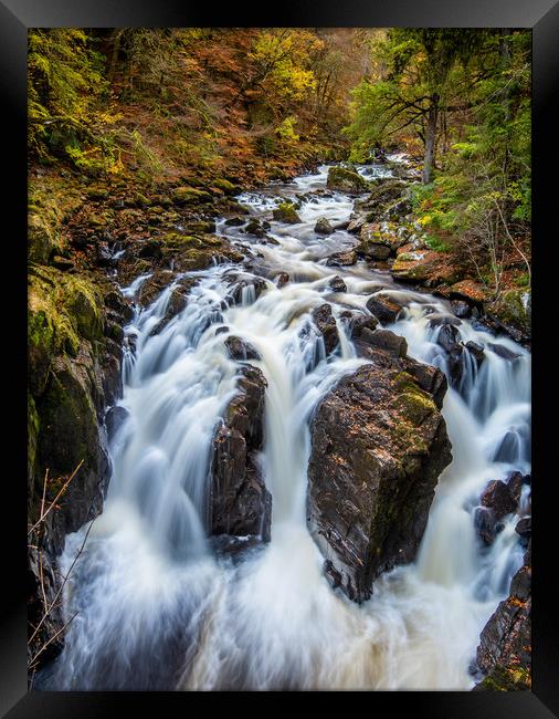 Autumn at the Waterfalls on the River Braan Framed Print by George Robertson