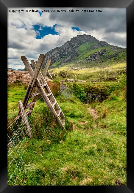 Stile To Tryfan Mountain Framed Print by Adrian Evans