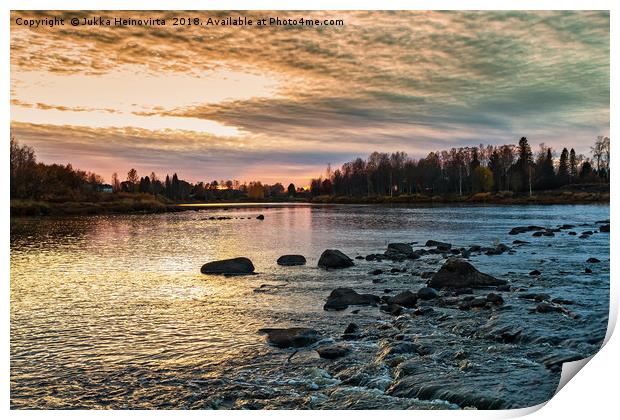 Sunset Over The Rapids Print by Jukka Heinovirta