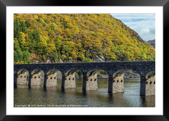 Garreg Ddu Dam in the Elan Valley Framed Mounted Print by Nick Jenkins