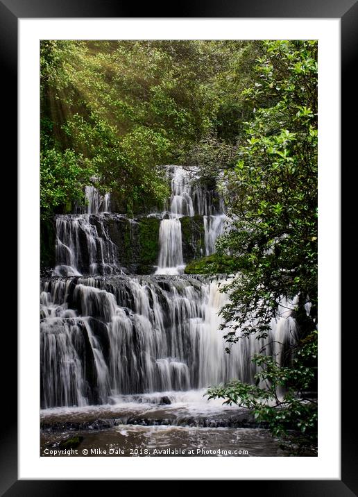 Sunshine on a beautiful waterfall Framed Mounted Print by Mike Dale